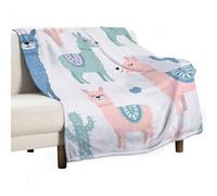 MHYRAC Flannel Blanket, Alpaca Cactus Throw Blanket for Couch Sofa Bed Office, Soft And Comfortable Without Pilling