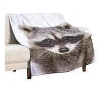 MHYRAC Flannel Blanket, Cute Raccoon Throw Blanket for Couch Sofa Bed Office, Soft And Comfortable Without Pilling