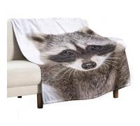 MHYRAC Flannel Blanket, Cute Raccoon Throw Blanket for Couch Sofa Bed Office, Soft And Comfortable Without Pilling