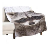 MHYRAC Flannel Blanket, Cute Raccoon Throw Blanket for Couch Sofa Bed Office, Soft And Comfortable Without Pilling