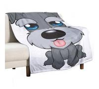 MHYRAC Flannel Blanket, Cute Schnauzer Dog Throw Blanket for Couch Sofa Bed Office, Soft And Comfortable Without Pilling