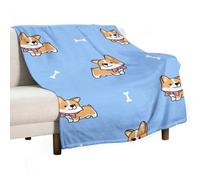 MHYRAC Flannel Blanket, Cute Welsh Corgi Dog Throw Blanket for Couch Sofa Bed Office, Soft And Comfortable Without Pilling