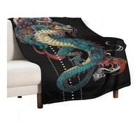 MHYRAC Flannel Blanket, Mythical Dragon Throw Blanket for Couch Sofa Bed Office, Soft And Comfortable Without Pilling