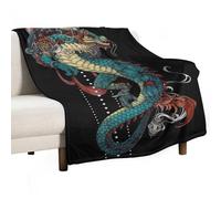 MHYRAC Flannel Blanket, Mythical Dragon Throw Blanket for Couch Sofa Bed Office, Soft And Comfortable Without Pilling