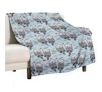 MHYRAC Flannel Blanket, Sea Otter in Love Throw Blanket for Couch Sofa Bed Office, Soft And Comfortable Without Pilling