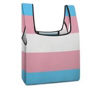MHYRAC Foldable Shopping Bag, Transgender Flag Reusable Grocery Bag, Washable Tote Bag for Daily Use Travel Bags