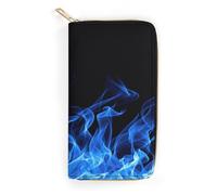MHYRAC Leather Wallet, Blue Burning Flame, Small Size and Large Capacity, Easy to Carry