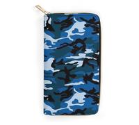 MHYRAC Leather Wallet, Blue Camo, Small Size and Large Capacity, Easy to Carry