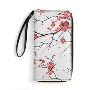 MHYRAC Leather Wallet, Cherry Blossom, with Rope, Small Size and Large Capacity, Easy to Carry