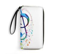 MHYRAC Leather Wallet, Colorful Music Notes, with Rope, Small Size and Large Capacity, Easy to Carry