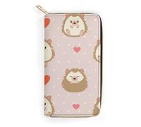 MHYRAC Leather Wallet, Cute Cartoon Hedgehog, Small Size and Large Capacity, Easy to Carry