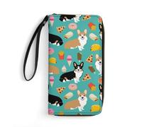 MHYRAC Leather Wallet, Cute Corgi, with Rope, Small Size and Large Capacity, Easy to Carry