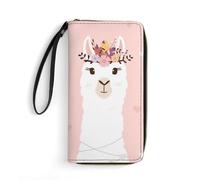 MHYRAC Leather Wallet, Cute Llama, with Rope, Small Size and Large Capacity, Easy to Carry