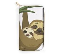 MHYRAC Leather Wallet, Cute Rainforest Sloth, Small Size and Large Capacity, Easy to Carry