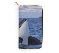 MHYRAC Leather Wallet, Killer Whales Orca, Small Size and Large Capacity, Easy to Carry
