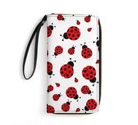 MHYRAC Leather Wallet, Ladybugs Pattern Infinite Speckled, with Rope, Small Size and Large Capacity, Easy to Carry