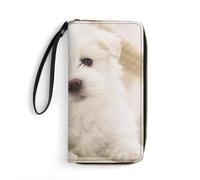 MHYRAC Leather Wallet, Lovely Maltese Dog, with Rope, Small Size and Large Capacity, Easy to Carry