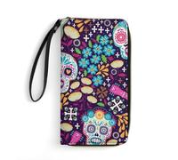 MHYRAC Leather Wallet, Mexican Dia De Muertos, with Rope, Small Size and Large Capacity, Easy to Carry