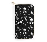 MHYRAC Leather Wallet, Skull and Crossbones, Small Size and Large Capacity, Easy to Carry
