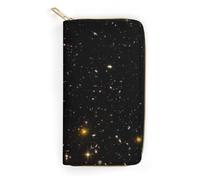 MHYRAC Leather Wallet, Starry Sky Black Glitter, Small Size and Large Capacity, Easy to Carry