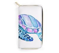 MHYRAC Leather Wallet, Watercolor Sea Turtle, Small Size and Large Capacity, Easy to Carry