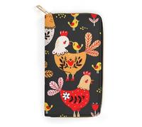 MHYRAC Leather Wallet, Weird Colorful Chicken, Small Size and Large Capacity, Easy to Carry