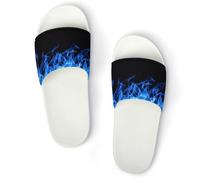 MHYRAC Non-Slip Slippers, Blue Burning Flame Sliders for Men And Women, Shower Slides
