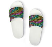 MHYRAC Non-Slip Slippers, Rainbow Fish Scales Sliders for Men And Women, Shower Slides