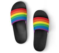 MHYRAC Non-Slip Slippers, Rainbow Peace Love Sliders for Men And Women, Shower Slides