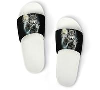 MHYRAC Non-Slip Slippers, Three Wolf And Moon Sliders for Men And Women, Shower Slides