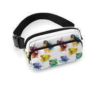 MHYRAC Waist Bag, 3D Watercolor Parrot Bumbag, Adjustable Fanny Pack for Running Walking Hiking