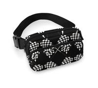MHYRAC Waist Bag, Checkered Flags Race Flag Bumbag, Adjustable Fanny Pack for Running Walking Hiking