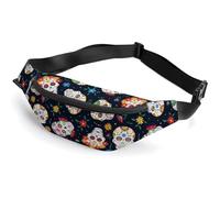 MHYRAC Waist Bag, Mexican Sugar Skull Bumbag, Adjustable Fanny Pack for Running Walking Hiking