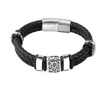 MHZSSC Mens Leather Bracelets Uk,Mens Leather Bracelet,Magnetic Bracelet Men,Multi-Layer Handmade Braided Cuff Bracelet,Luxury Wristband Mens Brown,gifts for him for Him,Christmas Black 18.5Cm