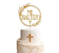 Mi Bautizo Gold Cake Topper - Divine Blessings Elegant Cake Decor for Celebrations, Baptisms & Milestones Decoration