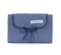 Mi bollito Baby Changing Mat Portable Foldable Waterproof 100% Cotton Waffle Fabric Easy to Store in Nursery Bag - Ideal Newborn Gift (Greyish Blue)
