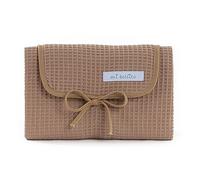 Mi bollito Baby Changing Mat Portable Foldable Waterproof 100% Waffle Cotton Fabric Easy to Store in Maternity Bag Ideal Newborn Gift (Pastel Brown)