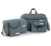 mi bollito Essential Set for Moms, Dads and Babies: Maternity Bag, Changing Bag, Portable Changing Mat and Diaper and Wipes Organiser. Made in Spain., Green, standard size, Stylish