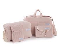 mi bollito Essential Set for Moms, Dads and Babies: Maternity Bag, Changing Bag, Portable Changing Mat and Diaper and Wipes Organiser. Made in Spain., baby pink, standard size, Stylish