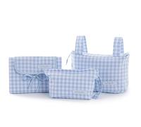 Mi bollito - Foldable Portable Baby Changing Mat + Diaper Bag Made in Spain (Blue, Pack Bag Pocket, Changing Pad and Toiletry Bag)