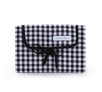 Mi Bollito - Portable Foldable Waterproof Baby Changing Mat Gingham Fabric Easy to Store in Maternity Bag Ideal for Newborn Gift (Black)