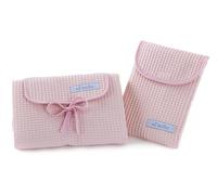 Mi bollito Set of 2, Waterproof Baby Changing Pad + Diaper Bag for Wipes and Diapers. Made entirely in Spain. (Light Pink)