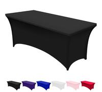 MI CASA 6ft Stretch Spandex Table Cover for Rectangle Tables - Universal Rectangular Fitted Tablecloth Protector Washable and Wrinkle Resistant Stretch Table Cover for Wedding, Banquet and Party Black