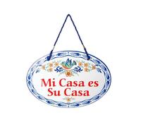 "Mi Casa Es Su Casa" Latino Traditional Artwork, Ceramic 8.75x6 inches Spanish Front Door Sign with Traditional Latino Raised Relief Artwork, Latino Home Decoration & Regalos | by Oktoberfest Haus