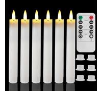 MI CASA Flameless Flickering Taper Candles with Remote Control, Timer, Dimmer, 3D Wick Light Window Led Candles Battery Operated Pack of 6, Christmas Home Wedding Decor (0.78 X 6.69 Inch)