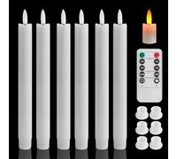 MI CASA Flameless Flickering Taper Candles with Remote Control, Timer, Dimmer, 3D Wick Light Window Led Candles Battery Operated Pack of 6, Christmas Home Wedding Decor (0.78 X 9.25 Inch)