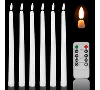 MI CASA LED Flameless Taper Candles Flickering Set of 6 with 10-Key Remote, Battery Operated Electric LED Candle Lights 11 Inch 3D Wick Light Window Candles for Home Christmas Wedding Decor