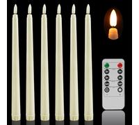 MI CASA LED Flameless Taper Candles Flickering Set of 6 with 10-Key Remote, Battery Operated Ivory Electric LED Candle Lights 11 Inch 3D Wick Light Window Candles for Home Christmas Wedding Decor