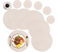 MI CASA Round Placemats and Coasters Set of 6, Round Braided Woven Place Mats Washable Heat Resistant Table Mats for Kitchen Dining Table Home Restaurant, Beige