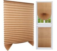 MI CASA Stick on Blinds Windows, No Drill Instant Temporary Curtains 60W x 150H cm Light Filtering Shade, Privacy Protection Bedroom, Kitchen, Bathroom, Easy Fit Blinds, with 2 Clips, Filtering-Khaki